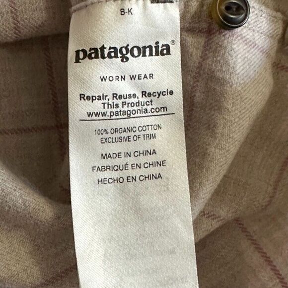 Patagonia‎ Button Down Long Sleeve Shirt Women's 10 Cream Plaid Lightweight - Picture 4 of 6